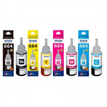 Epson 664-B 664-C 664-M 664-Y Genuine Ink Bottle Set